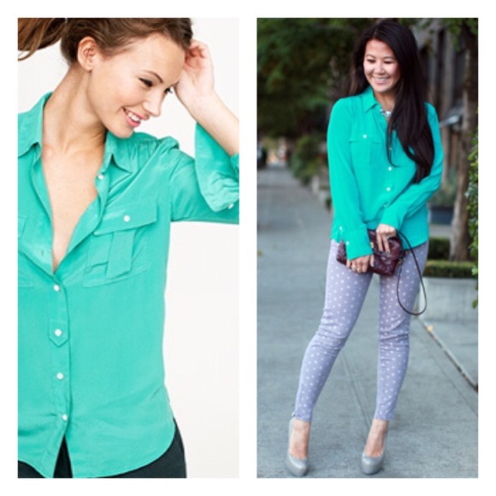 J. crew Blythe long sleeve button down silk shirt